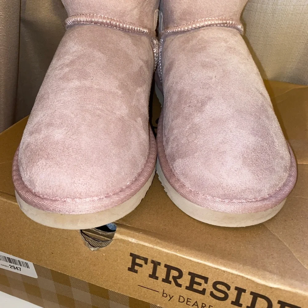 Women's Pink Shearling Slippers - Picture 3 of 10